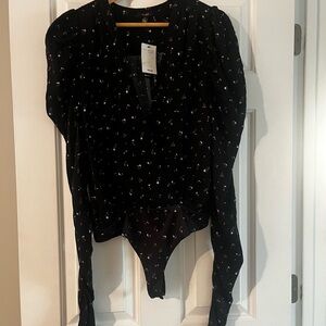 AFRM Black Floral Bodysuit